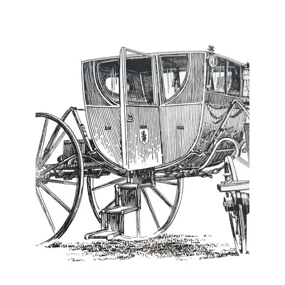 Vintage Signed Framed Lithograph of Sketch The Powel Carriage at Mount Vernon - Picture 7 of 15